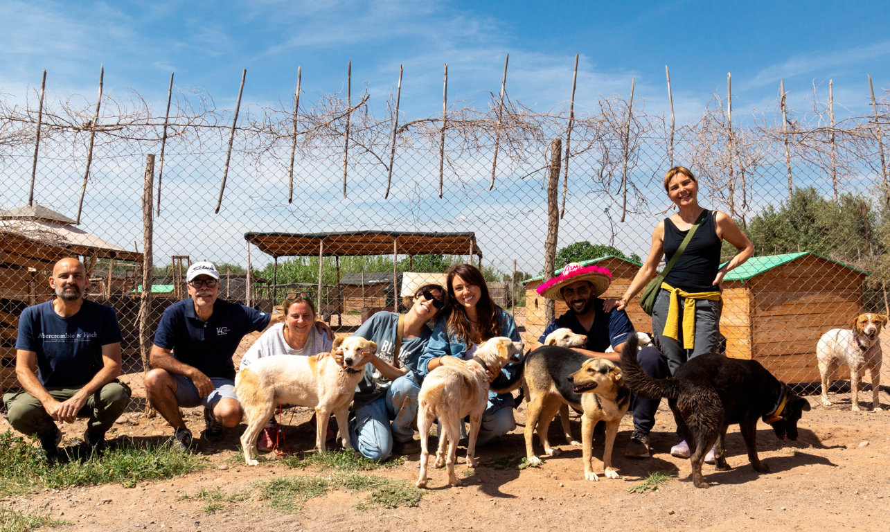 L’équipe de Nos Amis Pour La Vie avec les animaux du sanctuaire